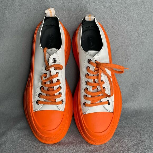 Alexander McQueen White & Orange Tread Slick Low Sneakers size 42/9 Platform - Picture 5 of 12
